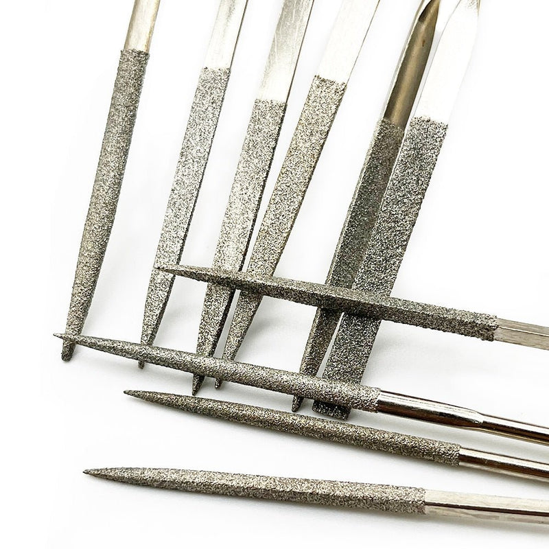 10pcs Diamond Files for Metal Jeweler Stone Polishing Wood Carving Craft Double-cut Plating Needle File Set 3x140mm Hand Tools - ChubbyChunk