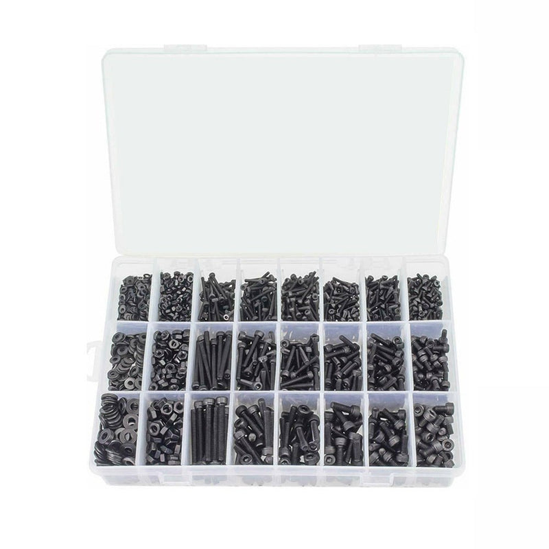 1200pcs M2 M3 M4 Stainless Steel Button Head Socket Cap Metric Screws Bolts Washers Nuts Hardware Assortment Kit with Hex Wrenches - ChubbyChunk