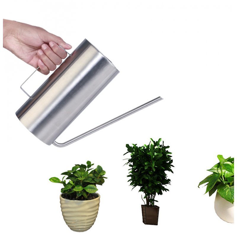 1.5L Stainless Steel Watering Flower Kettle Long Mouth Watering Pot Gardening Tools silver - ChubbyChunk