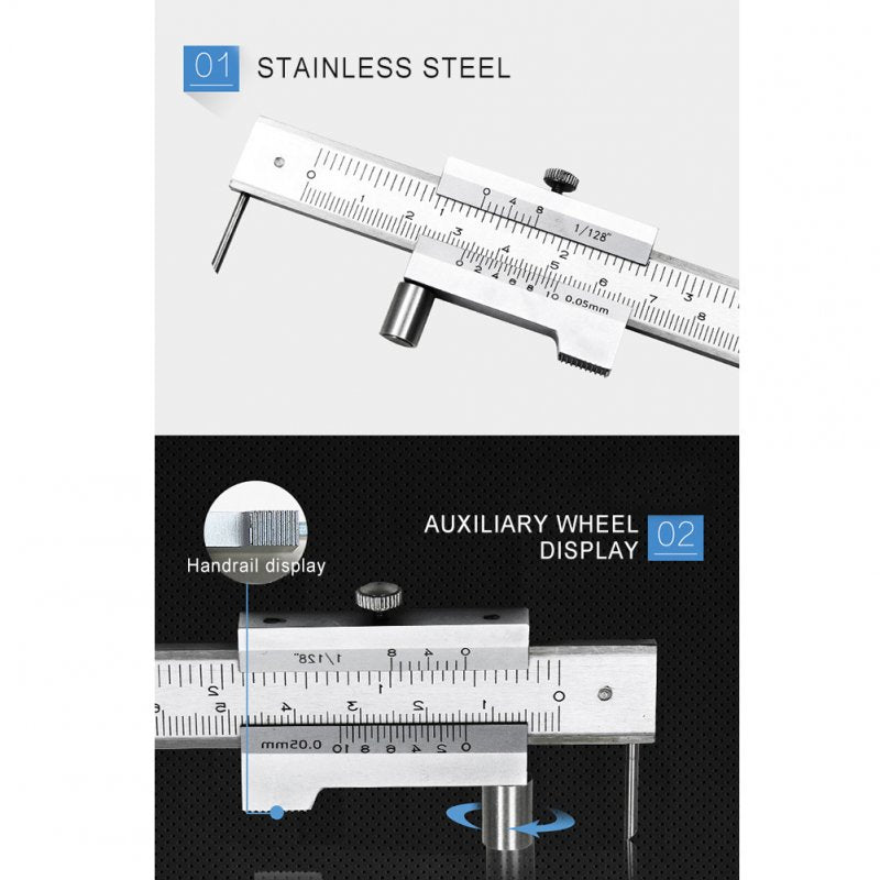 200mm Measure Scale Ruler 0.05mm Accurate Parallel Line Digital Vernier Caliper for Iron Wood Silver - ChubbyChunk