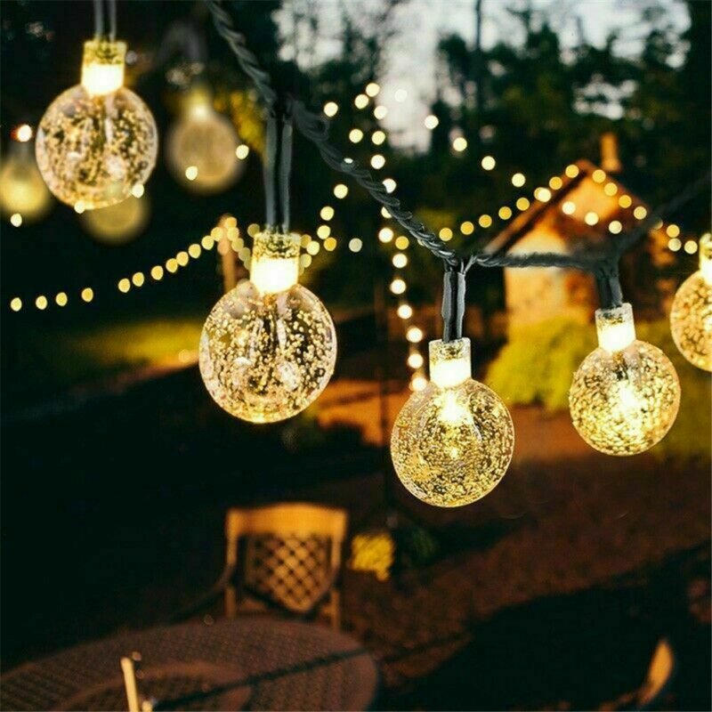 2.5cm Crystal Ball Lamps With Solar Energy Led For Outdoors Garden Of 5m Or 9.5m With 20 Or 50 Lamps 5m 20 lights (2.5CM) solar - ChubbyChunk