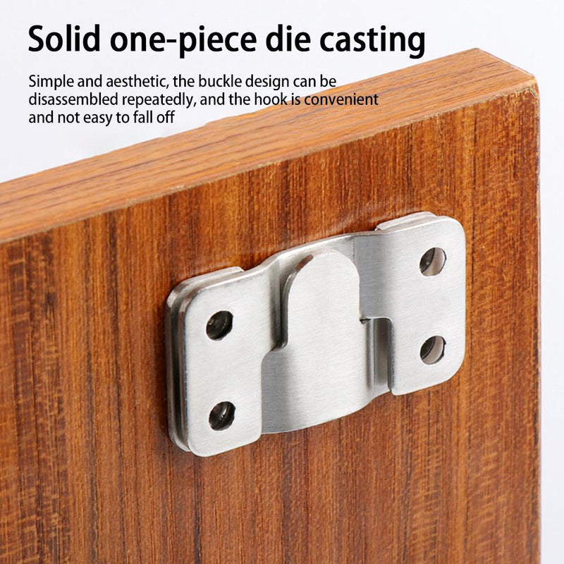 2PCS Stainless Steel Interlock Hanging Buckle Flush Mount Bracket Furniture Connector Wall Picture Frame Hanger Display Hooks - ChubbyChunk