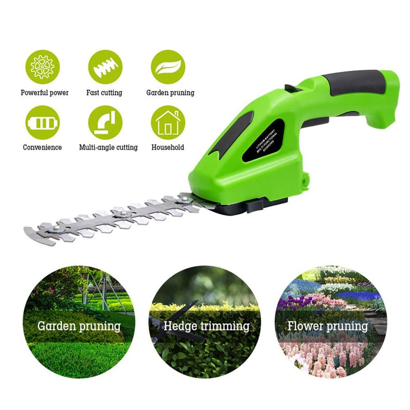 3.6V Garden Electric Trimmer Pruning Shears Lawn Hedge Rechargeable Cordless Fence Scissors Weeder Grass Weeding Mower Tool - ChubbyChunk