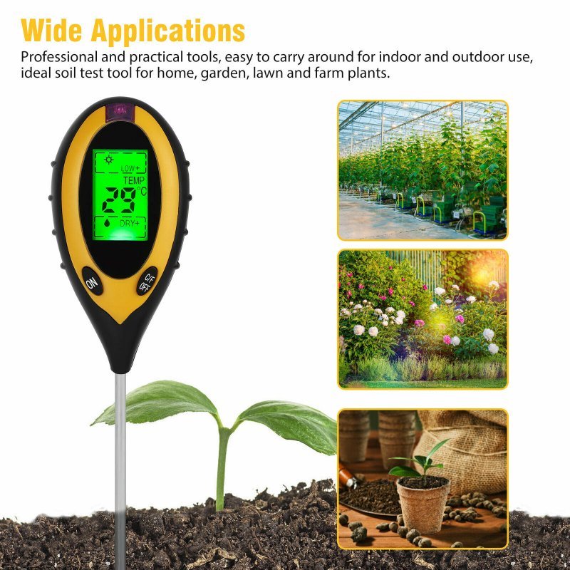 4-in-1 Digital PH Soil Tester Lcd Display Water Moisture Temperature Sunlight Test Meter - ChubbyChunk