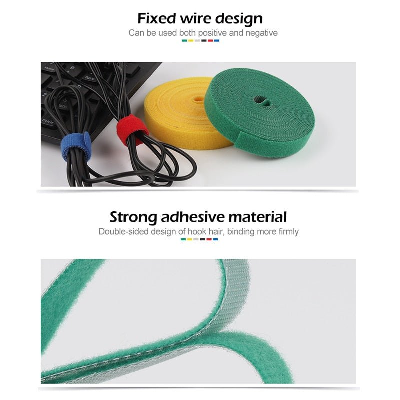 5M/Roll 10/12/14.5/20/25mm Width Cable Organizer USB Cable Winder Management nylon Free Cut Ties Mouse earphone Cord cable ties - ChubbyChunk
