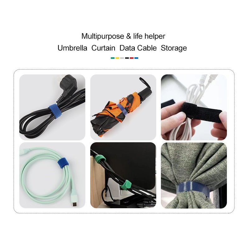 5M/Roll 10/12/14.5/20/25mm Width Cable Organizer USB Cable Winder Management nylon Free Cut Ties Mouse earphone Cord cable ties - ChubbyChunk