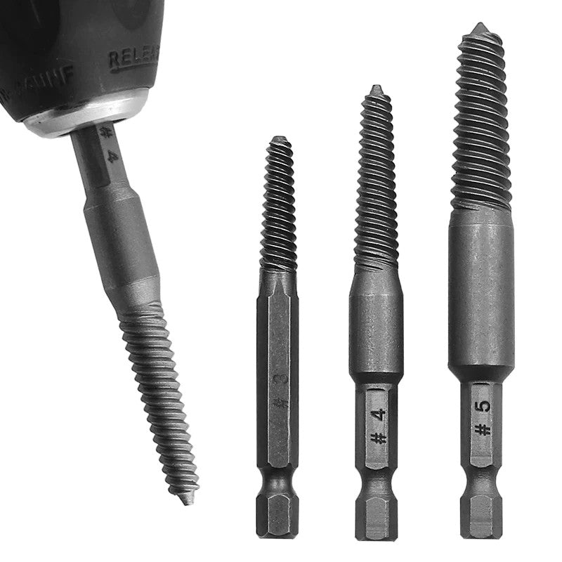 5pcs Screw Extractor Center Drill Bits Guide Set Broken Damaged Bolt Remover Hex Shank And Spanner For Broken Hand Tool - ChubbyChunk