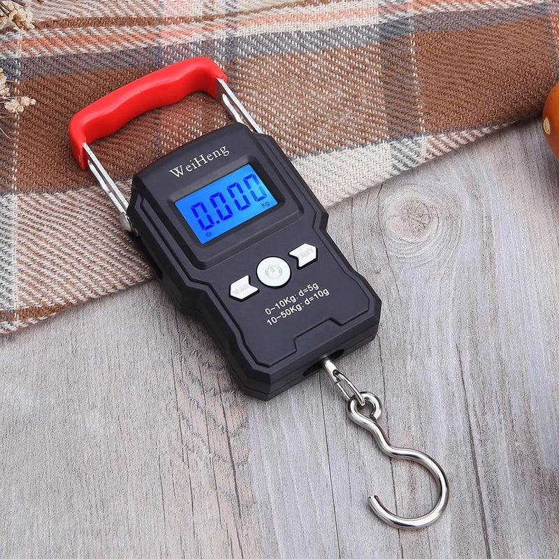 75Kg/10g Electronic Weighing Scale 50Kg/5g LCD Digital Display Hanging Hook Scale with Measuring Tape for Fishing Travel - ChubbyChunk