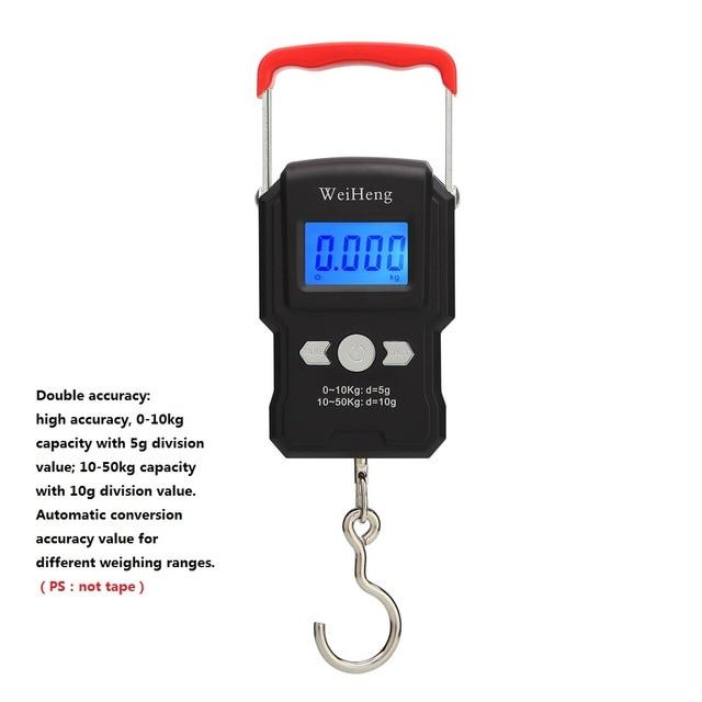 75Kg/10g Electronic Weighing Scale 50Kg/5g LCD Digital Display Hanging Hook Scale with Measuring Tape for Fishing Travel - ChubbyChunk