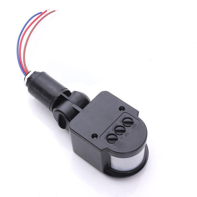 Adjustable LED 85-265V Infrared PIR Motion Sensor Detector Wall Light Switch Outdoor 85-265V black - ChubbyChunk