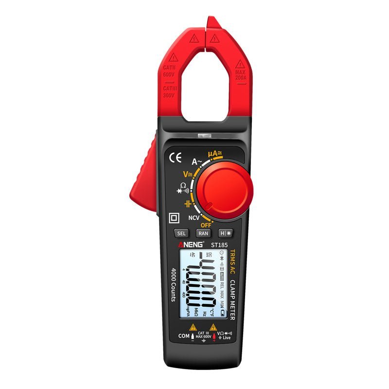 ANENG St185 Digital Clamp Meter Multimeter 4000 Counts Auto-ranging Tester AC DC Voltage Current Detection Pen Black Red - ChubbyChunk