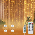 Copper 3 X 3m 300 Led Lamps Lights String, Usb Charging Remote Control Curtain Lamp String, Waterproof Twinkle Wall Lights For Room Decoration Warm Light - ChubbyChunk
