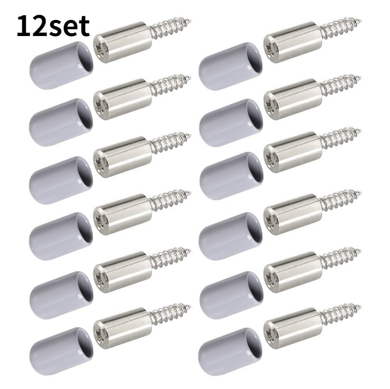 Cross Self-tapping Screw with Rubber Sleeve Laminate Support Homemade Wardrobe Cabinet Glass Hard Nonslip Partition Nail 8/12Set - ChubbyChunk