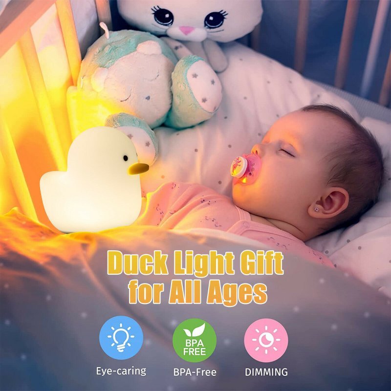 Cute Duck Led Night Light Children Bedside Dimmable Table Lamp Yellow Light - ChubbyChunk