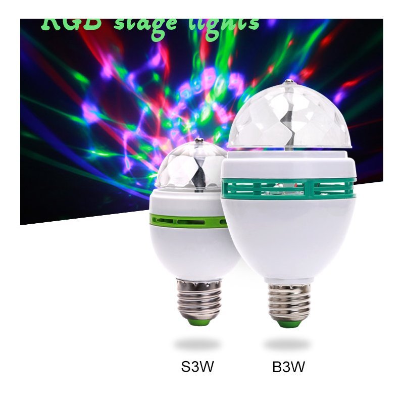 E27 3W 100-240V Colorful Auto Rotating RGB LED Bulb Stage Light Party Lamp Disco for Party Festival Wedding Decoration - ChubbyChunk
