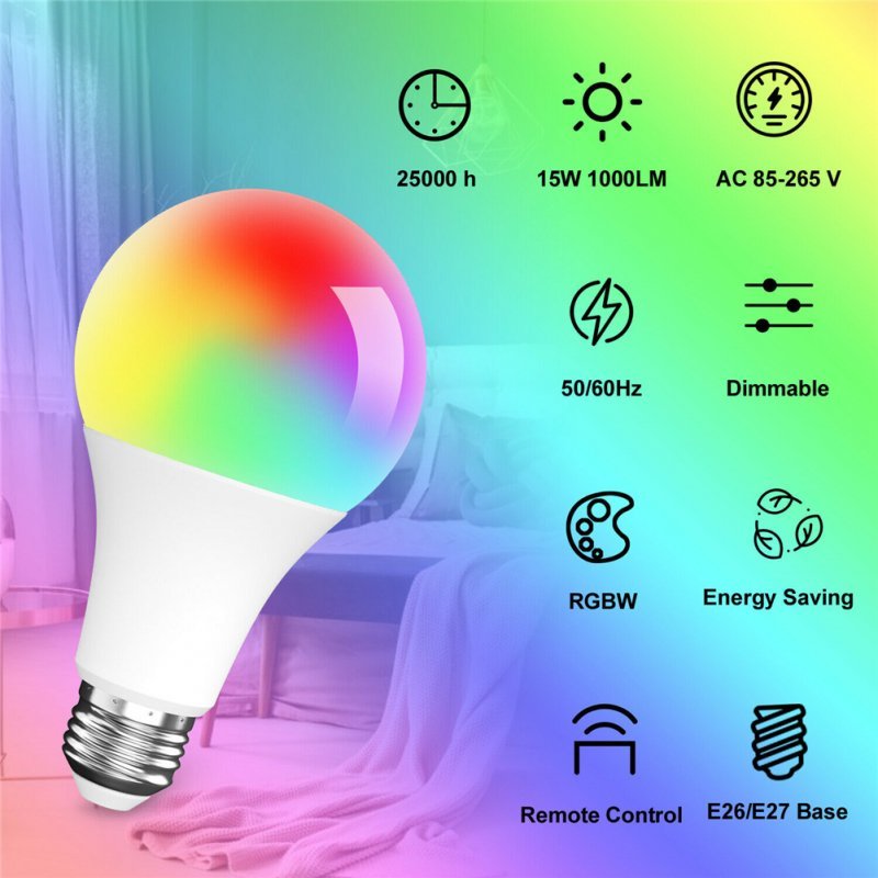 E27 3w RGB LED Bulb 16-color Color-changing Light 4-level Brightness Adjustable Remote Control Smart-Bulb For Bars Ktv Stage 10W remote control version - ChubbyChunk