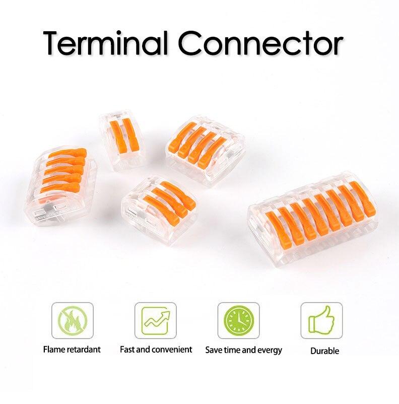Fast Wire Connectors Home Electrical Universal Compact Conductor Splicing Push in Cable Wiring Connector Terminal Block 28-12AWG - ChubbyChunk