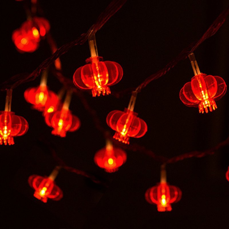 Festive Led Light String Water-proof Lamp Beads Chinese Style Elements Pendant Background Decoration For Weddings Restaurants Homes Battery 1.5 meters 10 lights_Red Chinese knot - ChubbyChunk