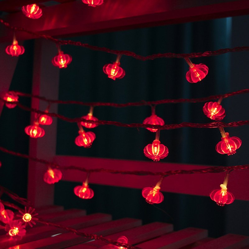 Festive Led Light String Water-proof Lamp Beads Chinese Style Elements Pendant Background Decoration For Weddings Restaurants Homes Battery 1.5 meters 10 lights_Red Chinese knot - ChubbyChunk