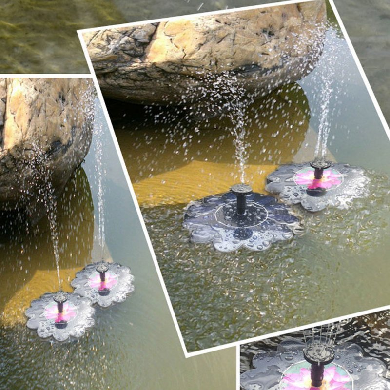 Floating Solar Water Fountain Garden Pond Villa Landscape Decoration With battery 800MA / lotus - ChubbyChunk