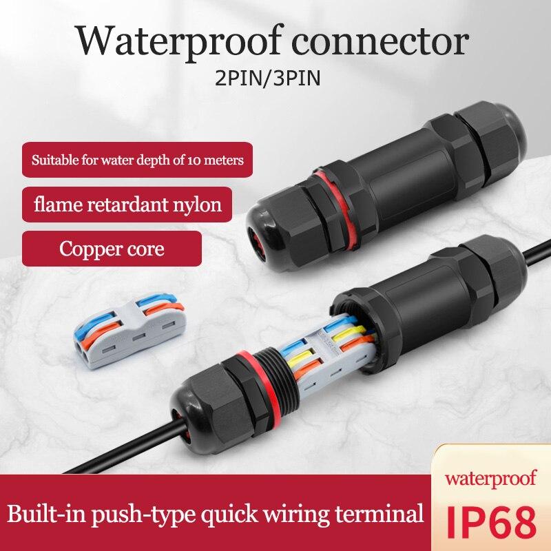 IP68 Waterproof Connector 2/3 Pin Electrical Terminal Adapter Wire Connector Push type connector LEDLight Outdoor Connection - ChubbyChunk