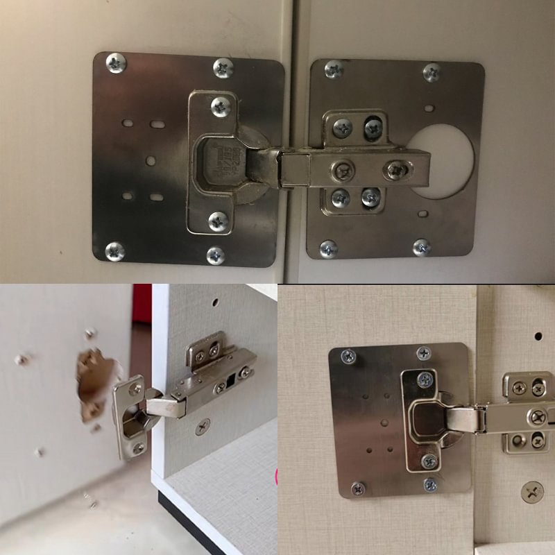 Kitchen Cupboard Door Hinge Stainless Steel Plate Repair Accessory - ChubbyChunk