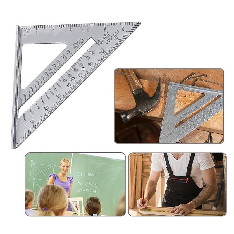 Measurement Tools Carpenter Ruler Speed Square Protractor Miter Framing Tri-square Line Scriber Saw Guide Silver - ChubbyChunk