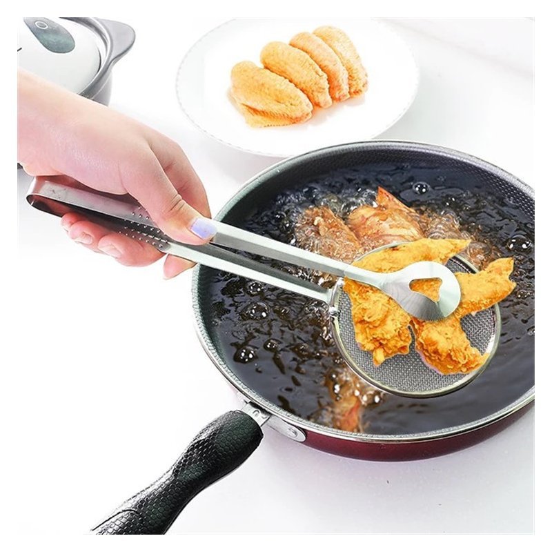 Multi-functional 2-in-1 Stainless Steel Filter Spoon Spider Strainer Ladle with Clip for Fried Food - ChubbyChunk