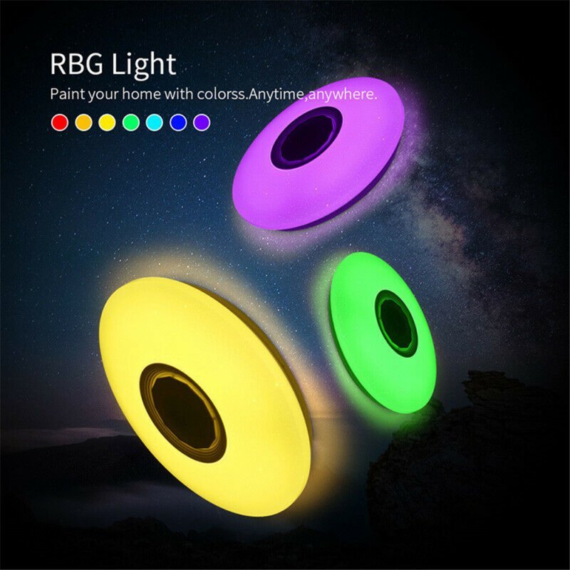 Music RGB Led Ceiling Light Multiple Working Modes Bluetooth-compatible Speaker Dimmable Intelligent Remote Control Lamp 33cm - ChubbyChunk
