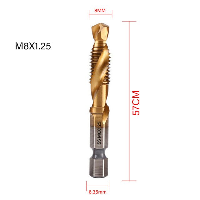 New Titanium Plated Hex Shank HSS Screw Thread Metric Tap Drill Bits Screw Machine Compound M3 M4 M5 M6 M8 M10 Hand Tools - ChubbyChunk