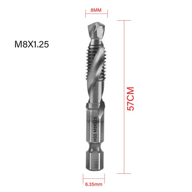 New Titanium Plated Hex Shank HSS Screw Thread Metric Tap Drill Bits Screw Machine Compound M3 M4 M5 M6 M8 M10 Hand Tools - ChubbyChunk