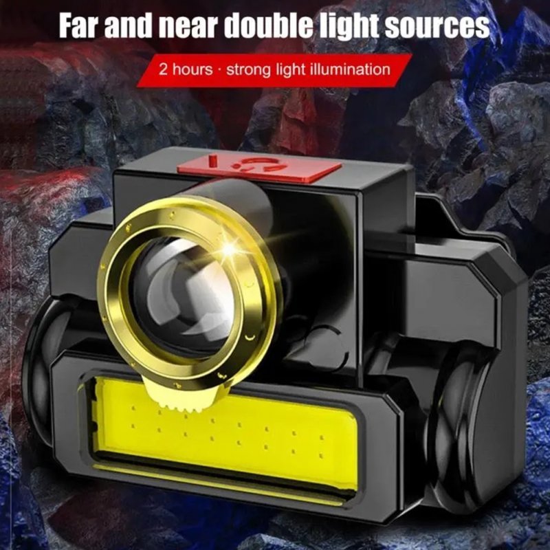 Portable Led Headlight Usb Rechargeable Cob Head Lamp Flashlight For Outdoor Fishing Hiking Running as shown - ChubbyChunk