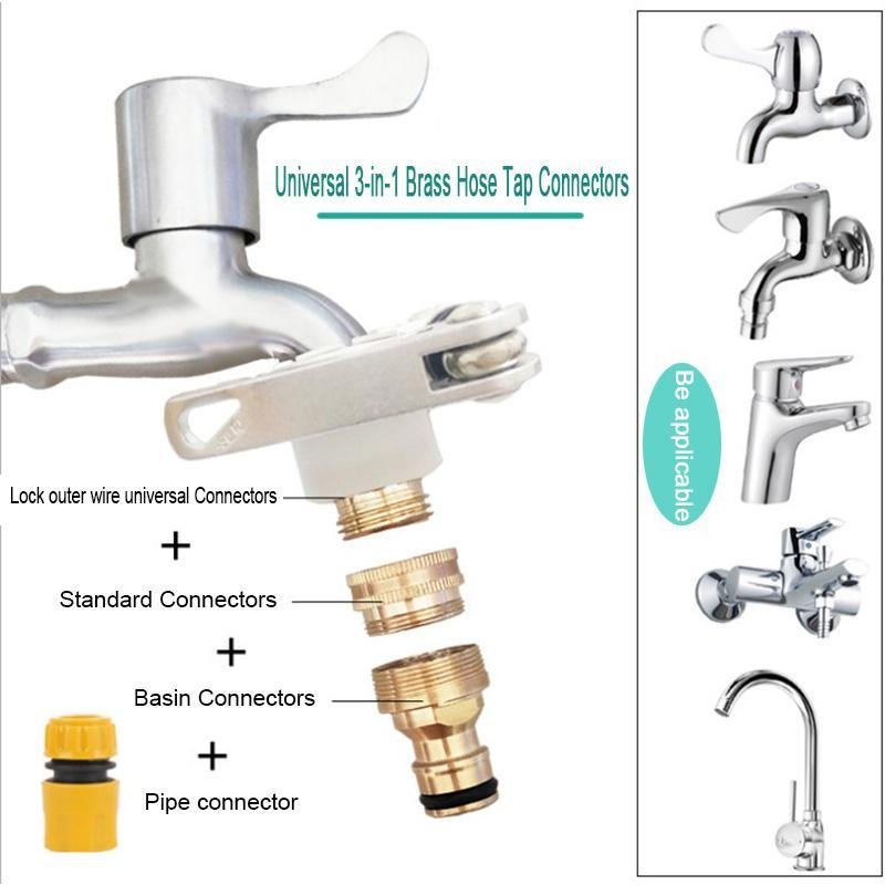 Universal 3-in-1 Brass Hose Tap Connectors Set - ChubbyChunk