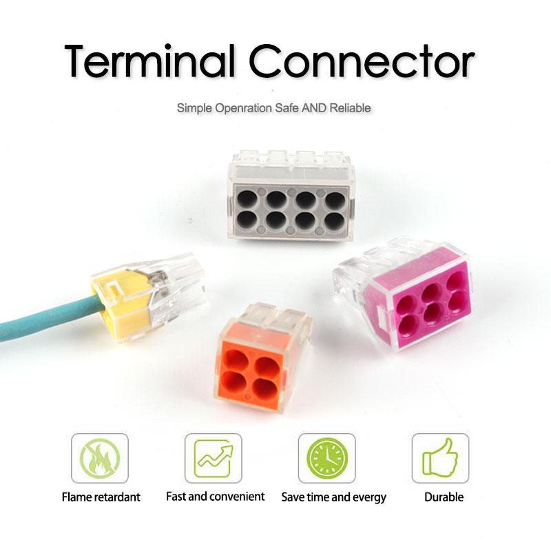 Universal Compact 2.5mm2 Wire Connector quick push in Conductor Wiring Terminal Block Connector 102/104/106/108 - AKskyland