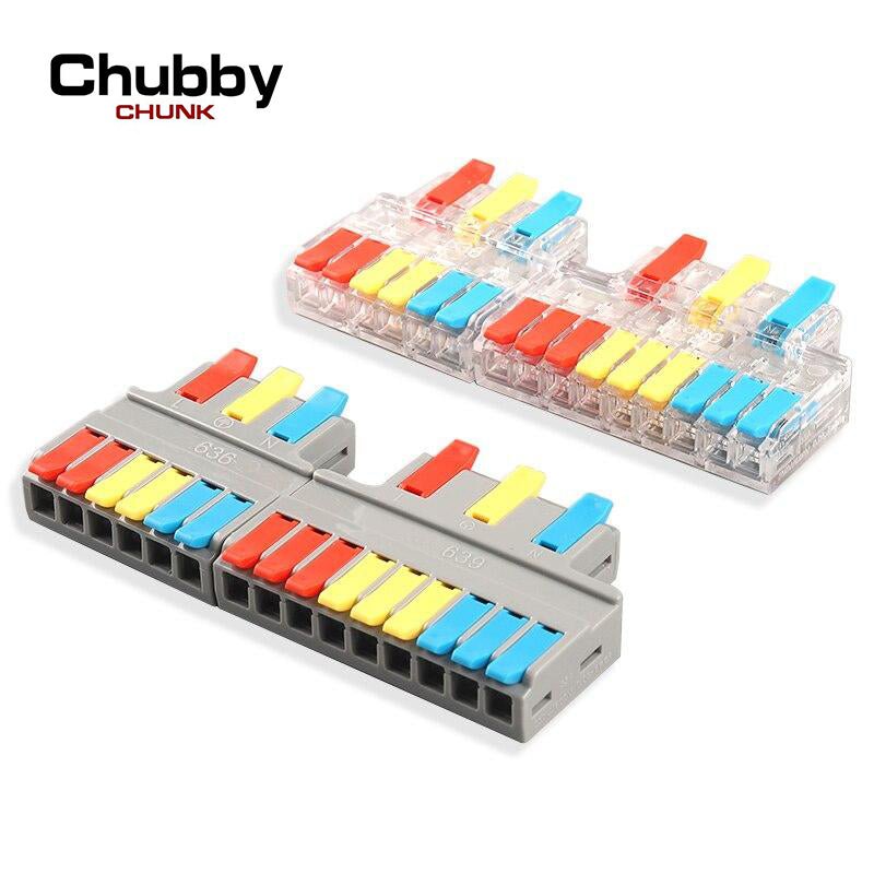 Universal Compact electrical splitter Push-in Quick Wire Connector SPL Cable Wiring Terminal Block Connectors 0.08-6mm2/AWG35-10 - ChubbyChunk