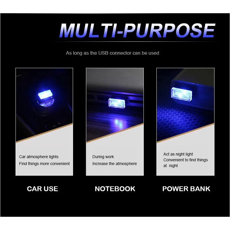 USB LED Car Interior Atmosphere Light Feet Lamp Illumination Decoration Light Blue light - ChubbyChunk