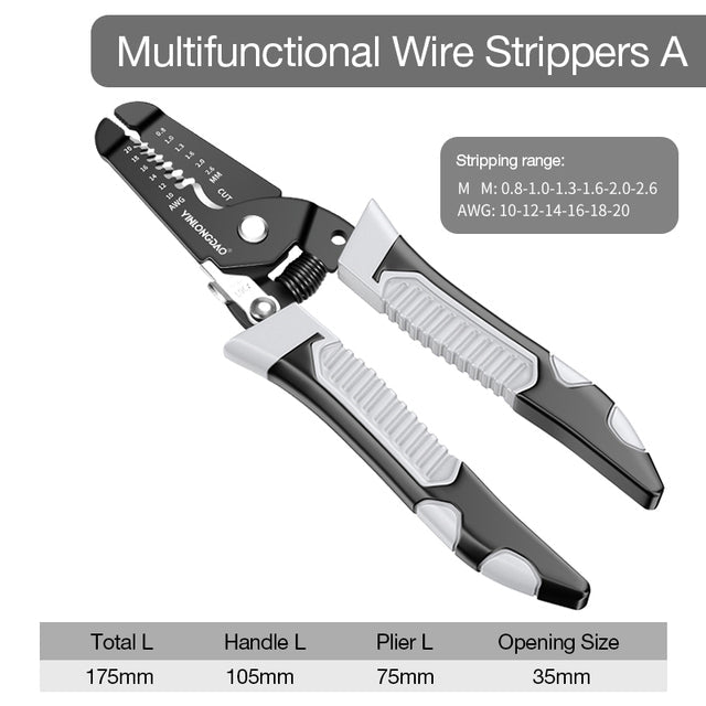 Wire Stripper Pulling Plier Wire Cutter Multifunction Repairing Scissors Electrical Stripping Crimping Plier Hand Tool - ChubbyChunk
